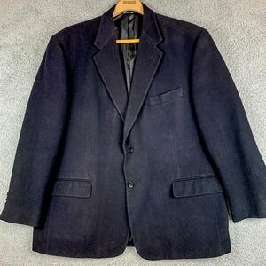 Claiborne Blazer Men 46R Black Camel Hair 2‎ Button Lined Sport Coat Jacket